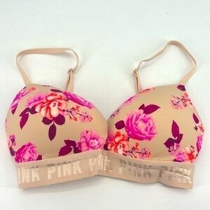 UEC Pink by Victoria’s Secret floral ran mere light padded bra size 32D